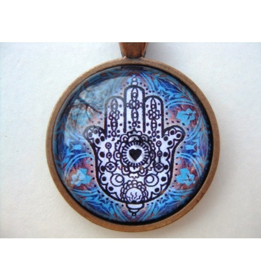 Yoga Necklace:  Hamsa on Mandala Necklace (007)